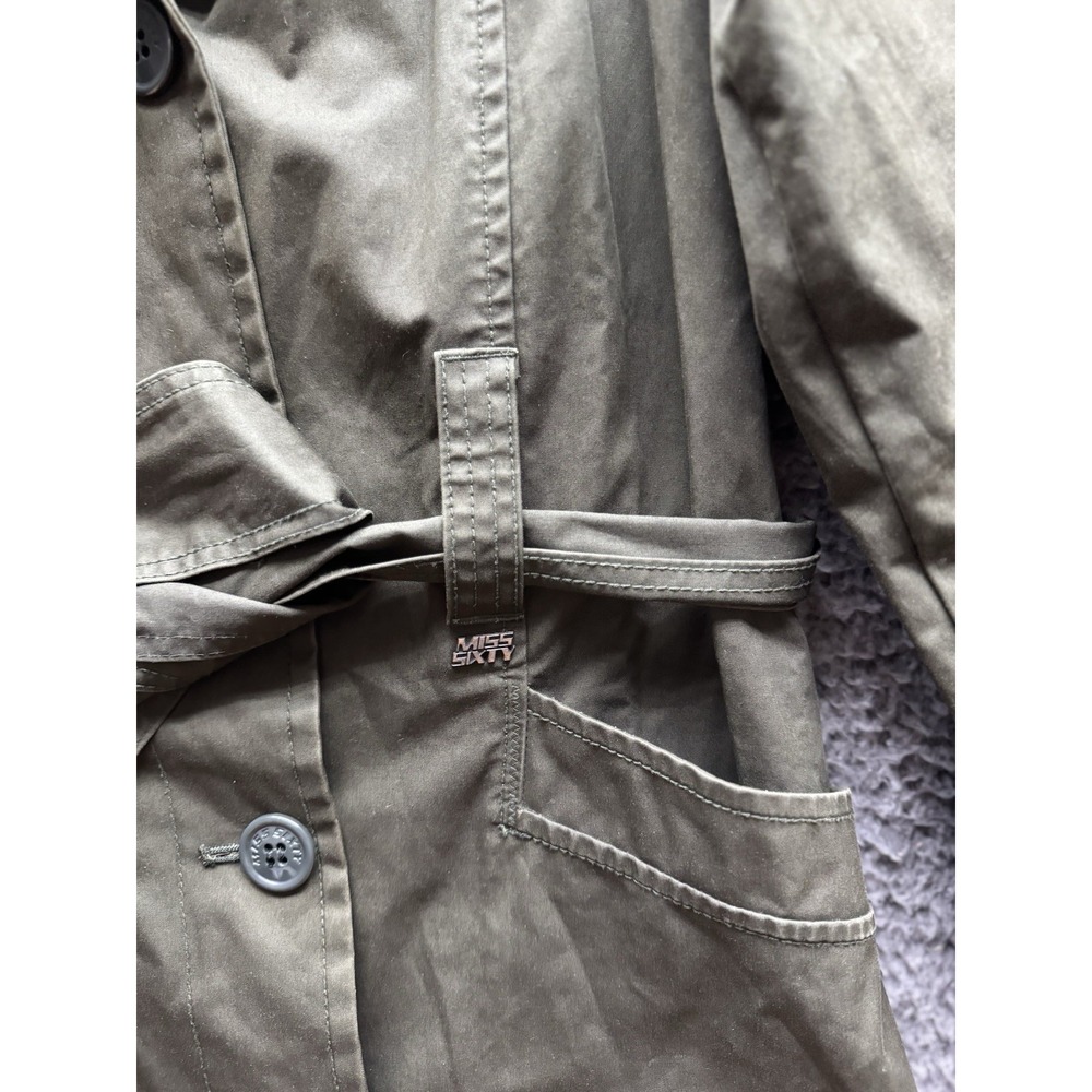Vintage Miss Sixty Y2K Military Style Long Coat in Olive Green Size‎ Small - Picture 4 of 9